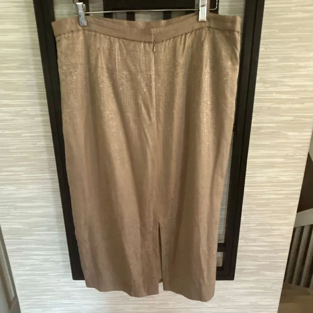 Vintage 100% silk TAUPE lined straight skirt size 16